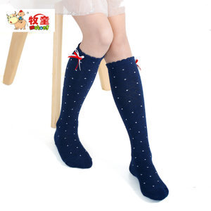 牧童童裝春秋款女童波點蝴蝶結中筒襪 點亮2-13歲寶貝的穿搭時光